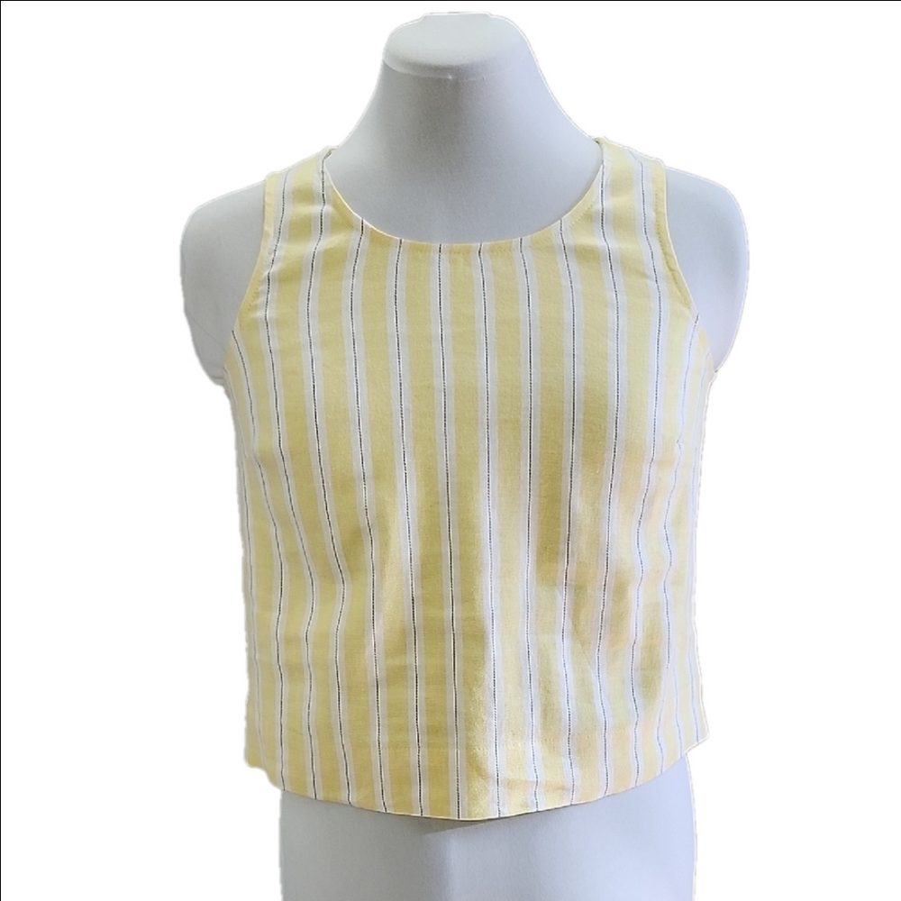 BANANA REPUBLIC Butter yellow linen blend stripes sleeveless top